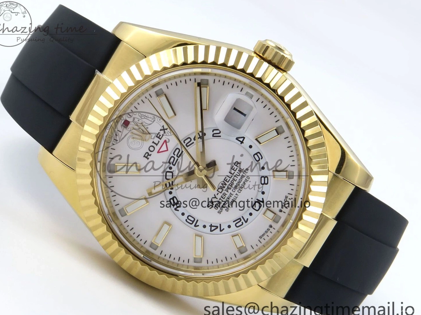 0701 Trendy Sky-Dweller 336238 YG ZF 1:1 Best Edition White Dial on Oysterflex Strap A23J (Gain Weight) 904